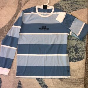 Huf Worldwide - Blue/White striped long sleeve shirt.